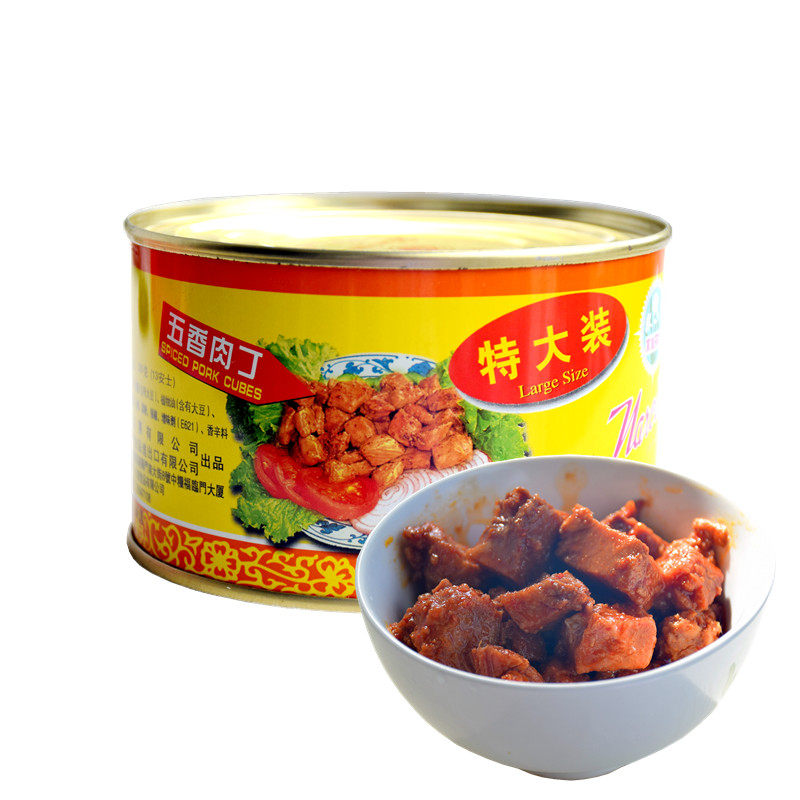 水仙花牌五香肉丁即食香辣豬肉罐頭餐飲裝港式茶餐廳風味380g