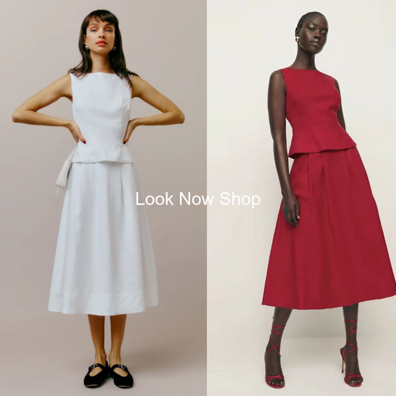 Authentic Reformation Sleeveless Waist-Cinching Top and Skirt Set from the Us, Same Style as Ouyang Nana, from a Boutique Store Authentic Reformation Sleeveless Waist-Cinching Top and Skirt Set from the Us, Same Style as Ouyang Nana, from a Boutique Store