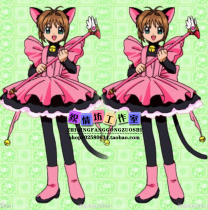 cos clothing magic card girl Sakura Leka cat dress {cat ear cat tail dress Bell apron neck bell}