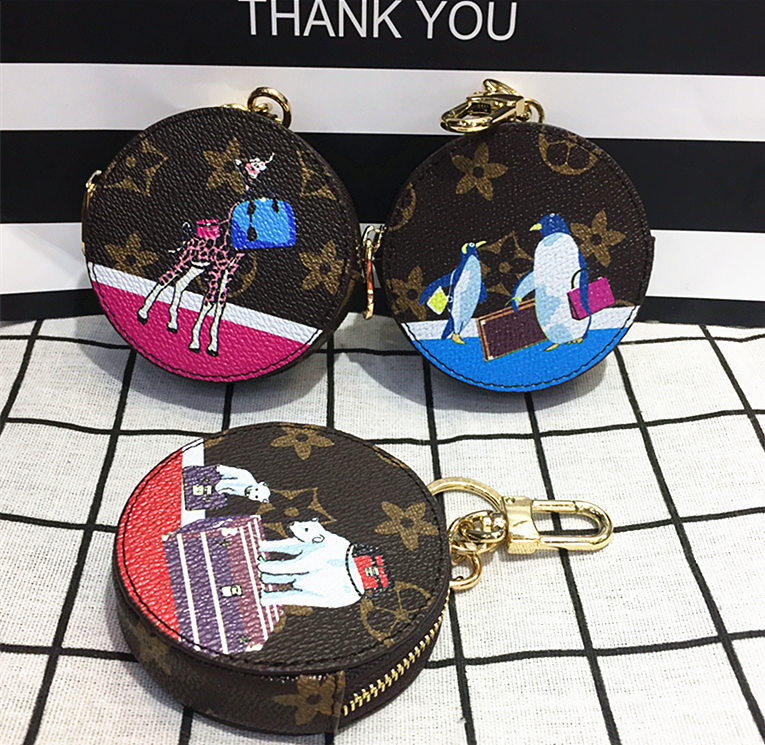 New L Family Christmas Series Package Accessories Round Old Flower Cartoon Zero Wallet Mini Coin Bag Pendant Key Buckle