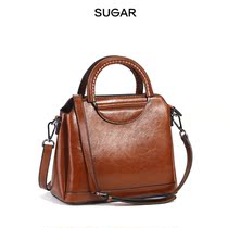 Cowhide womens bag new leather womens bag semi-round Hand bag shoulder oblique span bag Ghost Shadow lost track switch way oil etc.