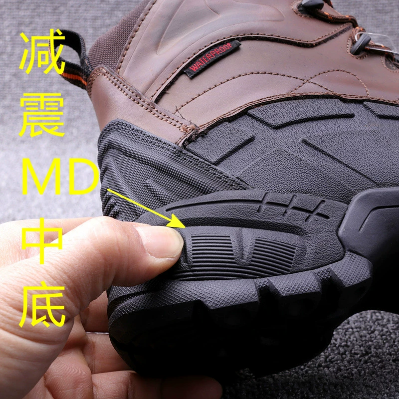 Rò rỉ không thấm nước lớp da đầu tiên giày dụng cụ Thinsulate giày mũi thép cao cấp buộc dây giày bảo hiểm lao động da thật giày bảo hộ lao động giày bảo hộ hans hs60 giay bao ho the thao