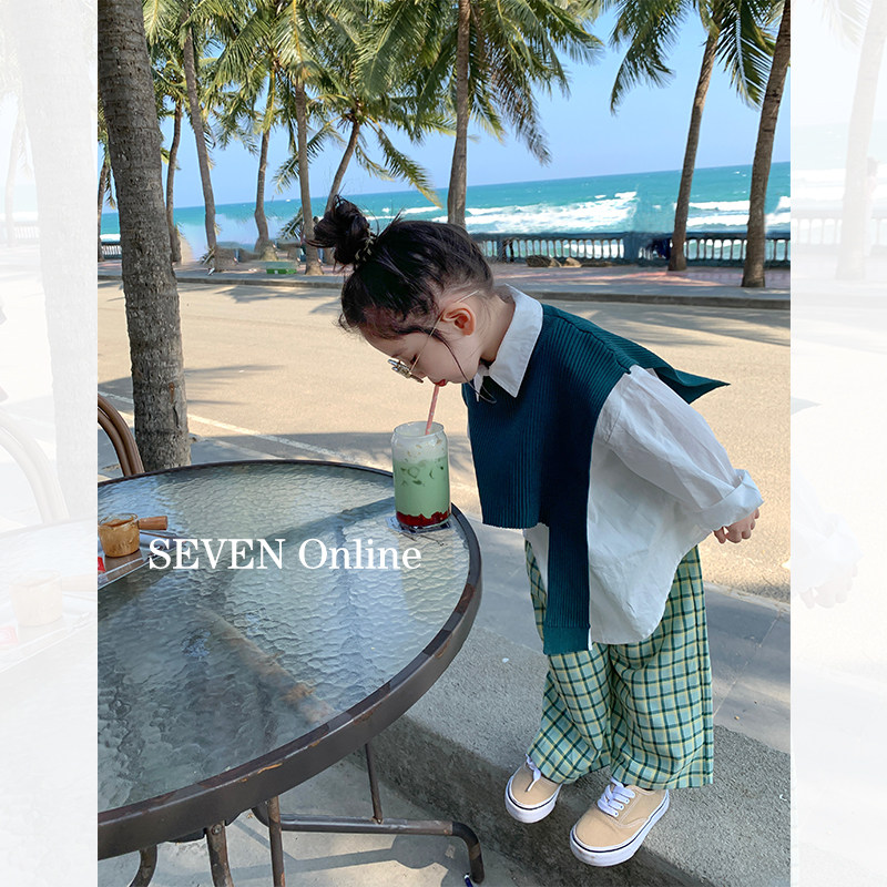 Han Edition Design Shirt for Young Young Kids Han Shirt Two Color Long-sleeved Tops with Green Pants