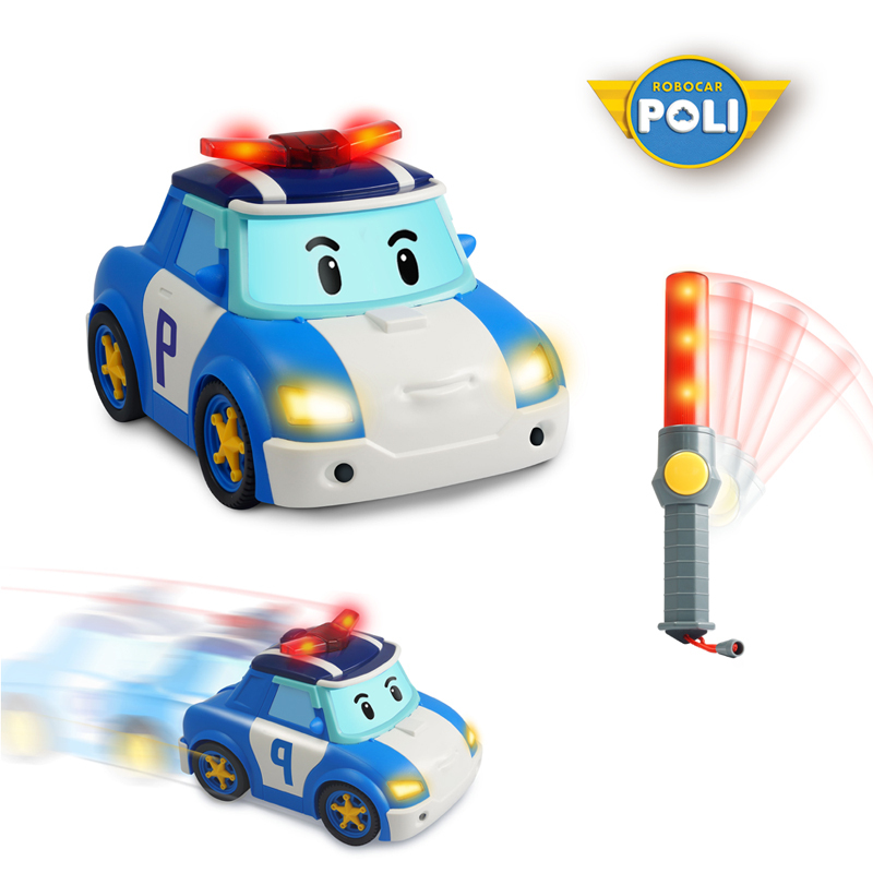 Genuine Poli Transforming Police Car Sheriff Electric Baton Remote Control Car Children's Toy Car Follow Me