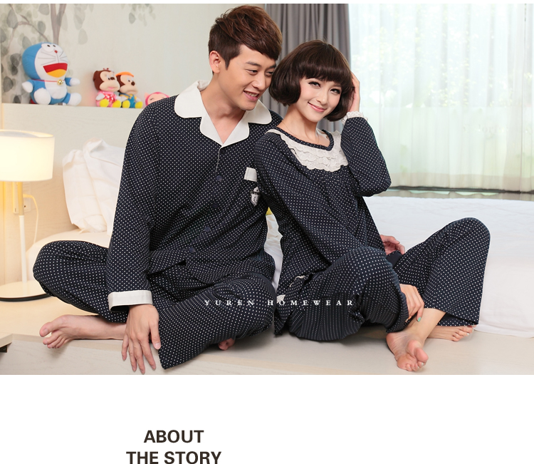 Loa XL vài bộ đồ ngủ nam phiên bản Hàn Quốc của mùa xuân và mùa thu cotton phục vụ nhà nữ tay áo dài cộng với phân bón để tăng đồ ngủ đồ pijama nam