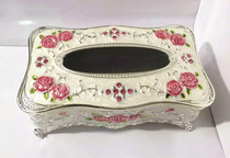 Russian silver tin tissue box European-style tin tissue box hotel household tissue box metal Western toilet paper box