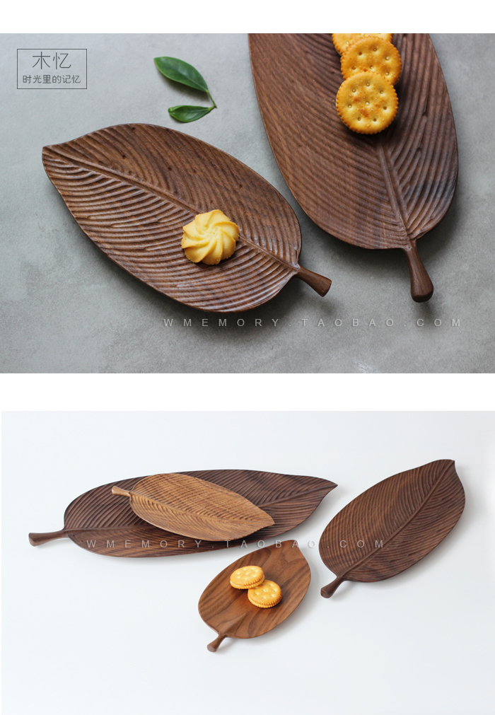 Thu hồi gỗ handmade Bắc Mỹ đen walnut tấm gỗ lá rắn gỗ trái cây sáng tạo khay đĩa trái cây khay trà khay gỗ tròn