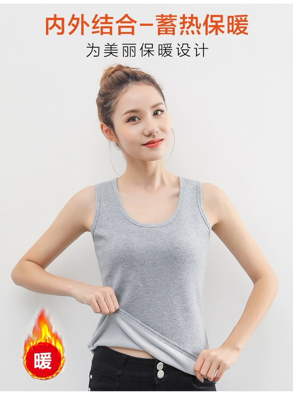 Mùa thu và mùa đông ấm áp áo yếm nữ cộng với kích thước cộng với nhung dày mỏng chạm đáy áo cotton không tay bên trong