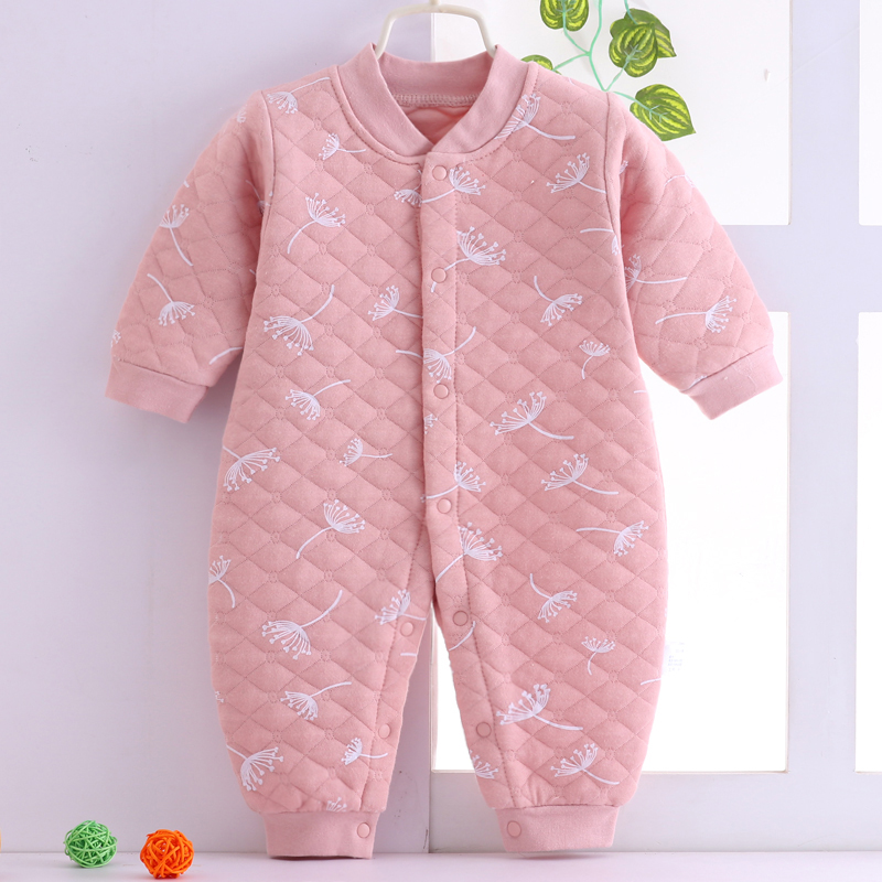 Áo sơ mi cotton mùa thu cho bé sơ sinh bộ đồ liền quần hình thú bé trai