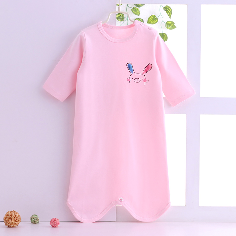 Bé bông áo choàng bé nightdress mùa hè mùa xuân trẻ em một mảnh đồ ngủ cô gái chàng trai dài tay đồ ngủ 0-4 tuổi