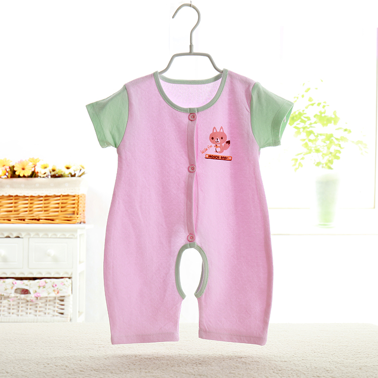 Trẻ em phim hoạt hình ngắn tay jumpsuit mùa hè mùa xuân bé ngắn tay điều hòa không khí romper bé bông jacquard quần áo