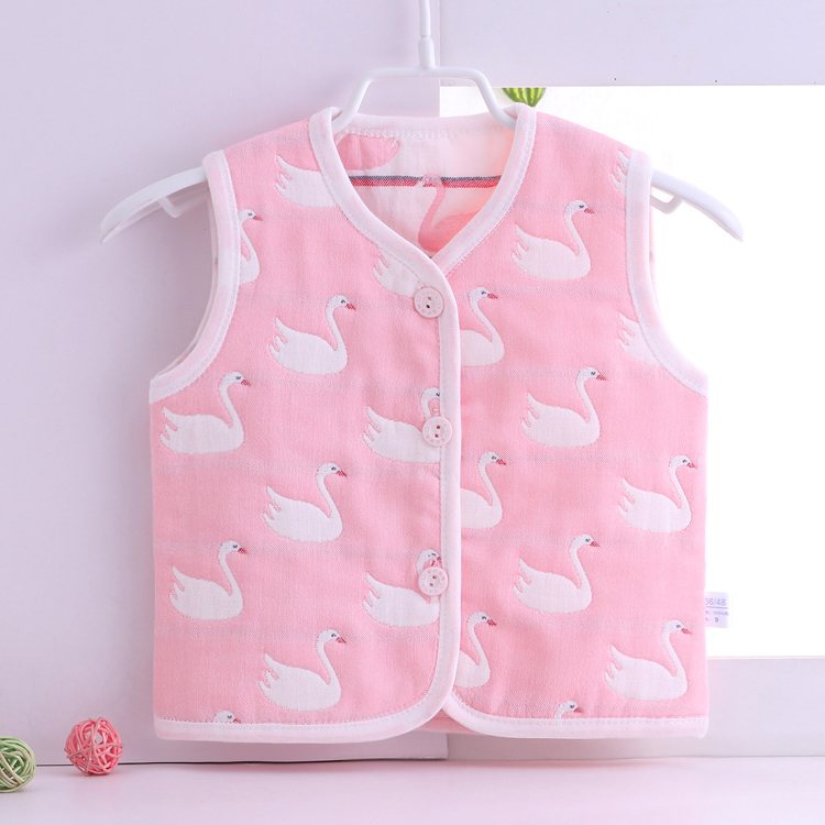 Bé vest bé cotton 6 lớp gạc vest sơ sinh vest gạc vest nam giới và phụ nữ mặc vest