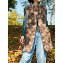 No Good View City Natural Soft Merino Wool Curly Vest Jacket Mid-Length