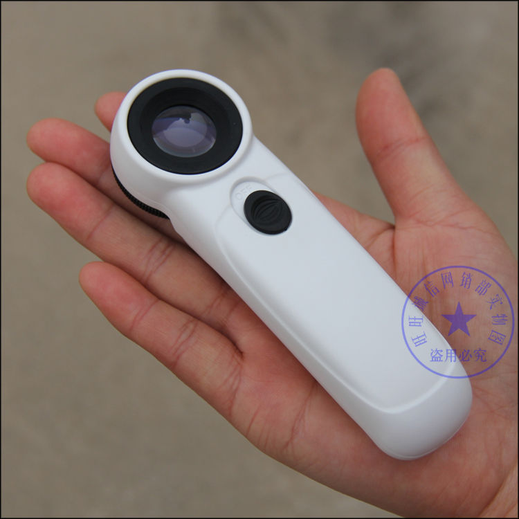 High-fold magnifier handheld with lamp portable microscope jewellery jade print identification mirror HD 45 times 