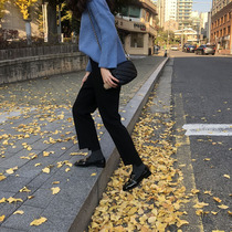 Live exclusive 2021 new Korean edition solid color straight loose notch nine-point suit pants wide leg casual pants women