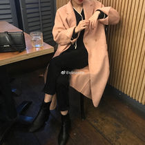 The smallest heelinasea Korean version of the two-sided cashmere coat woman 2021 pop medium long style jacket autumn and winter