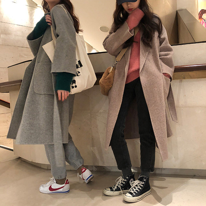 The smallest Sea Resurrection Korean version of the Han version of the ancient 100 Lap Relaxation Strap Temperament bifacial, the long version of the woman in the coat