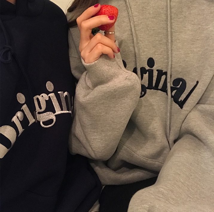 The smallest sea elina sea autumn and winter velvet gray thick cotton T hooded women loose Korean ins lazy trend