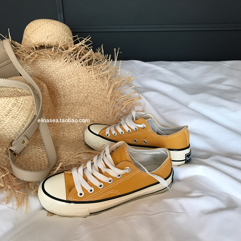 The smallest sea elina sea new daily Joker casual style simple classic lace-up canvas shoes women