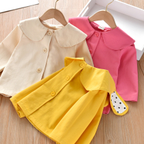 Baby autumn coat new cute girl long ear lapel coat little girl casual long sleeve coat childrens clothing