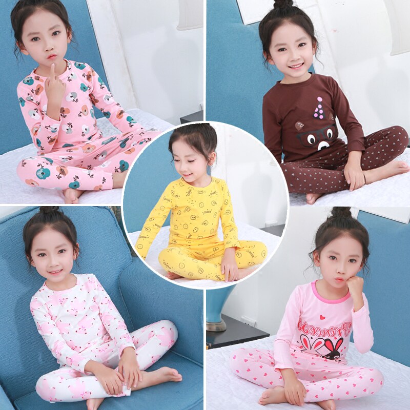 Zhou Da Da spring new girls casual home clothes Baby cartoon home clothes two-piece pajamas autumn clothes sanitary pants
