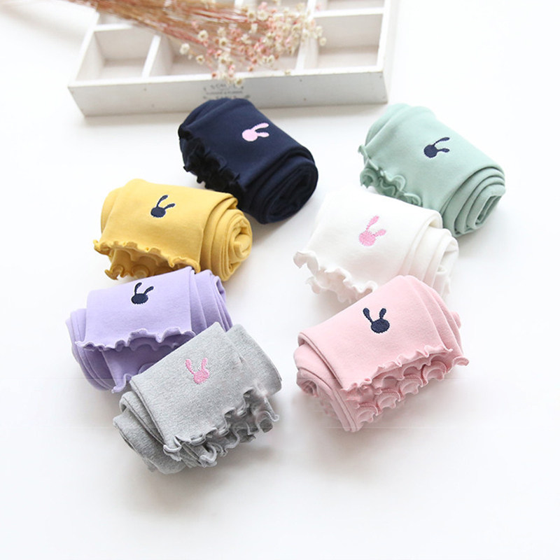 Spring new girl's inner lap pants female baby rabbit ears embroidered pants in children's casual children Nehitch pants