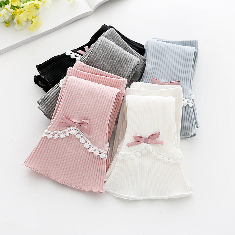 Girls ' inner pants Spring new Korean version of children's knitted stretch pants Female baby lace flared pants