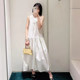 25 spring and summer new style sleeveless gathered neckline, loose and versatile, fashionable and elegant vest dress, long skirt, A-line skirt