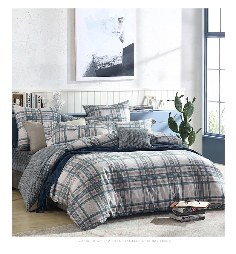 Giống như bông dày chải denim giường bông vải quilt Bắc Âu bông mùa đông Feige Mu B - Bộ đồ giường bốn mảnh mua chăn ga gối đệm