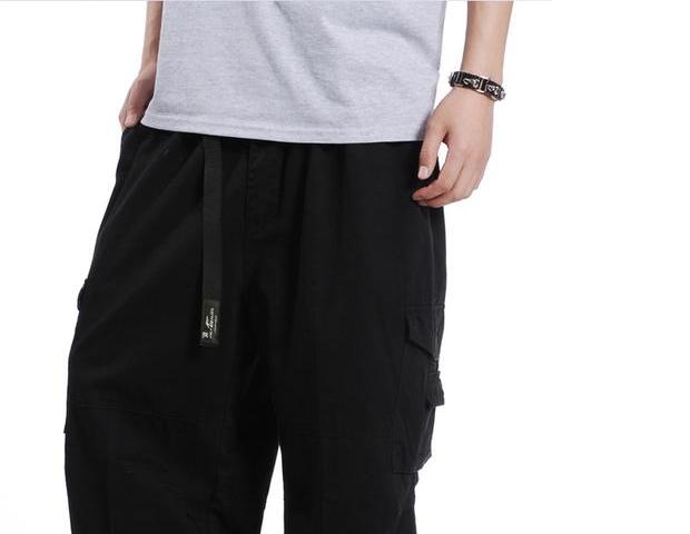 Quần cotton nam mùa thu rộng rãi quần hip-hop hip-hop giản dị Quần béo cộng với béo cộng với quần nam quần jean nam đẹp