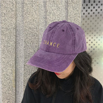 Spring and summer hat Child retro denim washed purple baseball cap mens Korean version 100 hitch embroidered soft top duck tongue cap