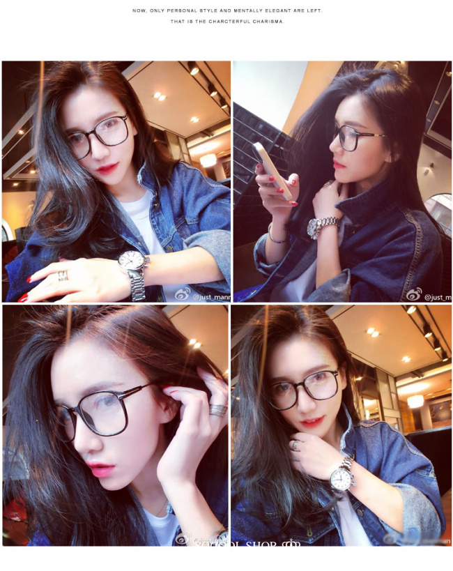 Hàn quốc ulzzang Harajuku vòng retro nói cổ điển khung lớn kim loại trong suốt khung kính phẳng nữ thủy triều