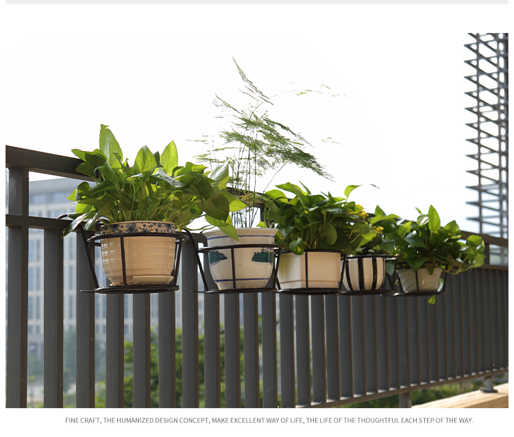 Ban công hoa giá sắt rèn hàng rào treo hoa chậu giá lan can treo thịt rung xanh cửa sổ màu xanh lá cây kệ hoa bonsai - Kệ kệ để giày dép