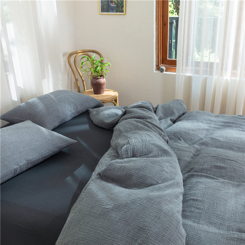 Day-style lukewarm wind all-cotton three-layer yarn four pieces of soft and breathable Nordic minimalist Sofa-Style Bed bedding