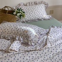 Korean girls heart fresh and small floral summer cool by pure cotton double layer yarn lotus leaf side sensuata Garden Wind Air Conditioning