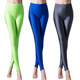 ຜ້າໄຫມແມ່ຍິງ Glossy Outer Wear leggings Thin Yoga Women's Slim Fit Small Feet Nine-Point Large Size Pants Fluorescent Solid Color