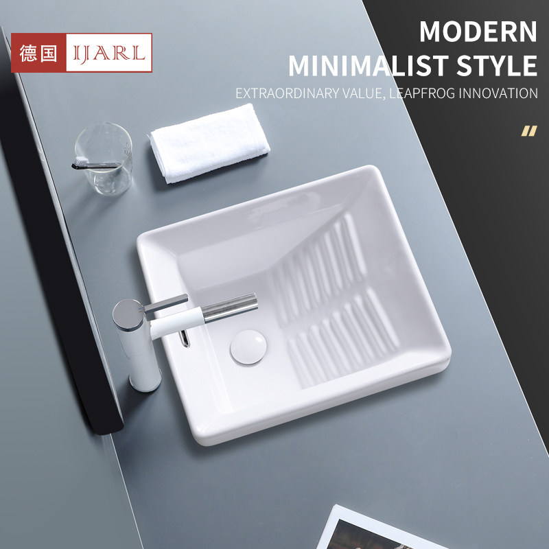 German IJARL Balcony Laundry Basin with washboard ceramic Taichung basin Home washout Half-embedded square table basin