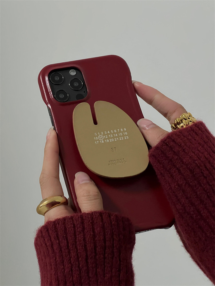 Autumn and winter new retro wine red fun split-toed pig trotters 14promax leather 12 creative 13pro mobile phone protective shell