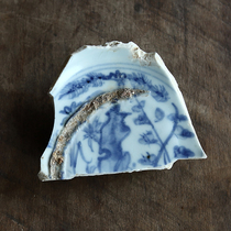 Mid-Ming Dynasty Ming Dynasty Zhengde blue and white bowl bottom porcelain piece with pine bamboo and plum pattern Old porcelain piece from Ming and Qing Dynasty Ancient porcelain piece