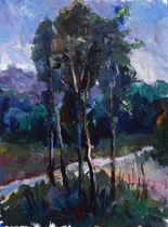 Eurostyle Pure Hand Painted Landscape Oil Painting Forest Shade Small Road Scenery Propylene Painting Hung Painting Living Room Sofa Background Wall Decoration Painting