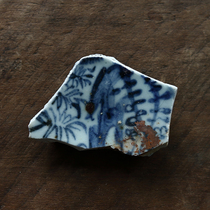 Ming Dynasty Hongzhi Zhengde blue and white pine bamboo and plum bowl bottom porcelain specimens Ming and Qing blue and white ancient porcelain fragments old porcelain fragments