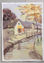 Color Wind Scenery Painting with Water Powder Painting 4 Kaikai Anhui Hongcun Xitang Ancient Building Water Pink scenery Write a spot draft