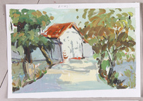 Autumn gouache landscape painting landscape trees gouache painting 8 open color Taihang mountain landscape landscape sketch watercolor painting