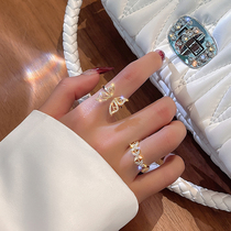 South Koreas new bow open ring female fashion personality ins cold wind index finger ring light luxury exquisite ring