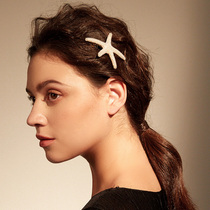 Birthday gift starfish pearl hair clip female Korean hair card spring clip Back of the head top clip Hair decoration word clip