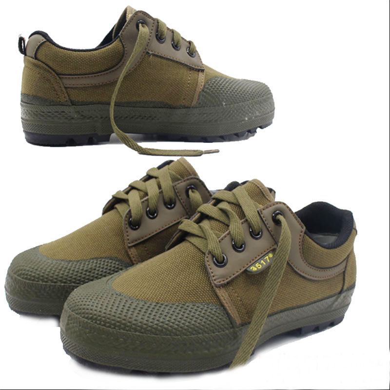 Jihua 3517 low-top rubber shoes canvas non-slip wear-resistant shoes men's and women's outdoor mountaineering labor protection training migrant workers yellow rubber shoes