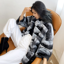 Flame Queen New Rex rabbit fur whole fur one coat Green purple blue silhouette collar fur coat female thick