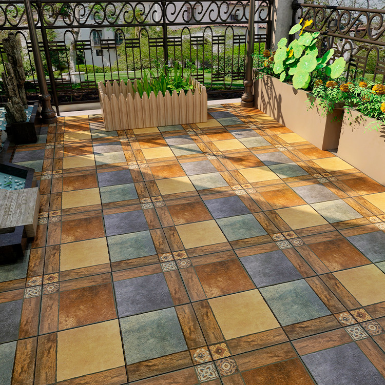 Country outdoor small yard floor tiles Non-slip antifreeze American antique pastoral open-air roof terrace Garden floor tiles