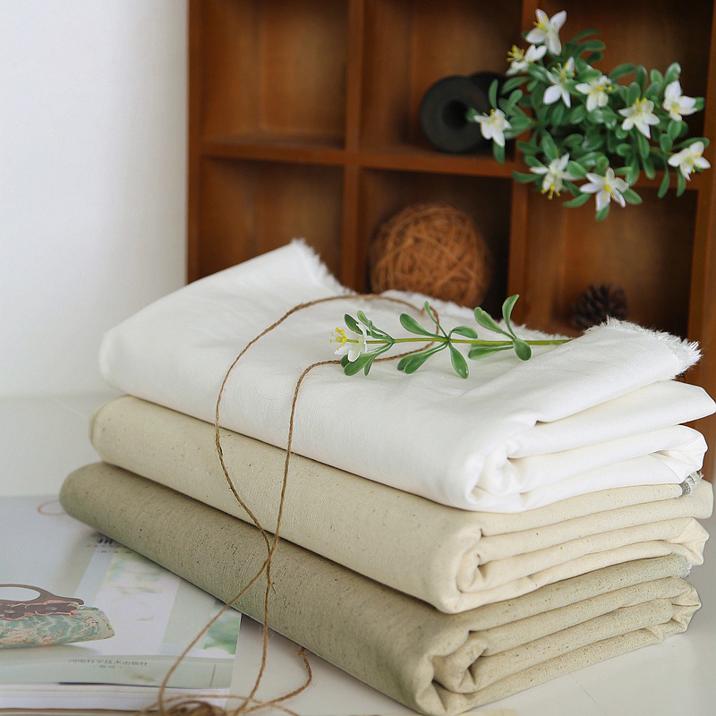 Vegan cotton hemp cloth thick solid pure color fabric Hemp Sofa Curtain Diy Hand Sting Embroidered Fabric