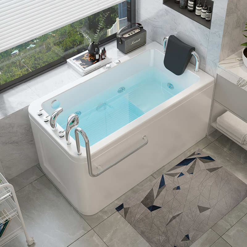Elderly Bathtub Small Household Acrylic Insulation Surfing Massage with Seat Deep Foam Handrail Entry and Exit Foshan Factory